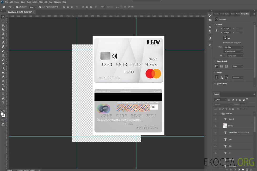 Mastercard de débit bancaire Estonie LHV template